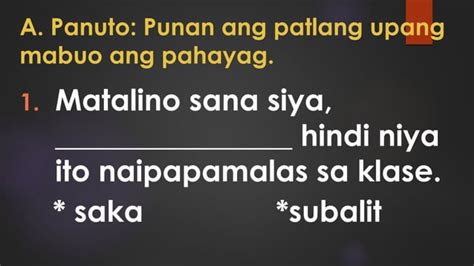 Pagsasanay sa Pangatnig at Transitional Devices.